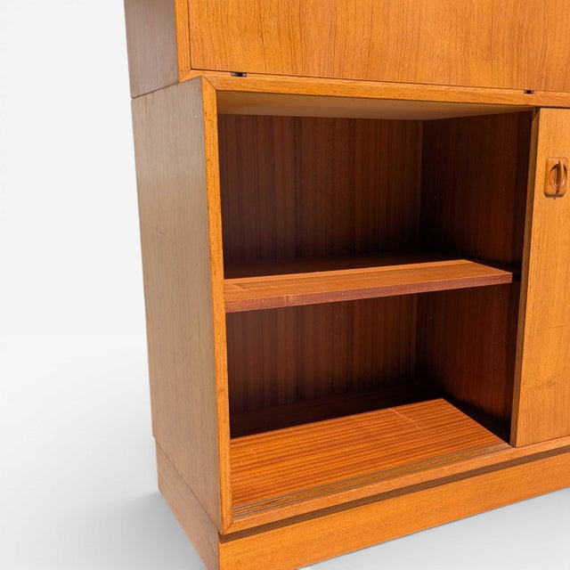 Mid-Century Teak Bookcase With Drop-Front Desk and Lighting, Mid-Century Modern For Sale - Image 16 of 18