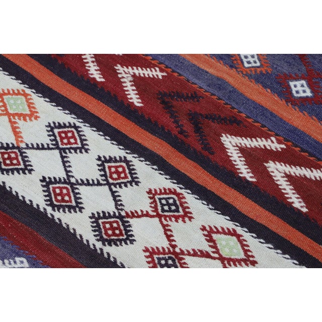 Burgundy 1980s Southwestern Burgundy Striped Kilim For Sale - Image 8 of 13