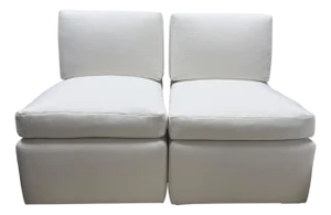 Pair of French Love Story Chairs in Pearl White Linen