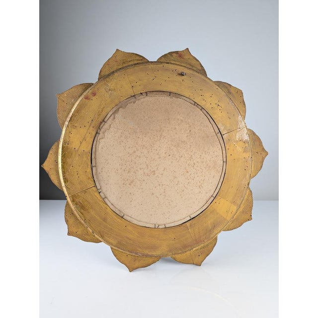 Floral Sun Mirror in Gilded Wood, 1950s For Sale - Image 6 of 7