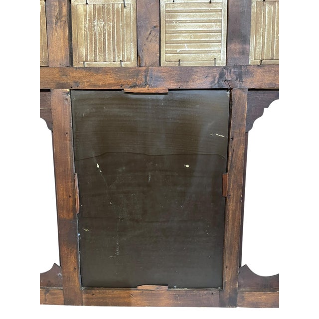 Antique English Walnut Mirrored Coat Hat Rack With Dutch Blue and White Ceramic Tiles For Sale - Image 11 of 18