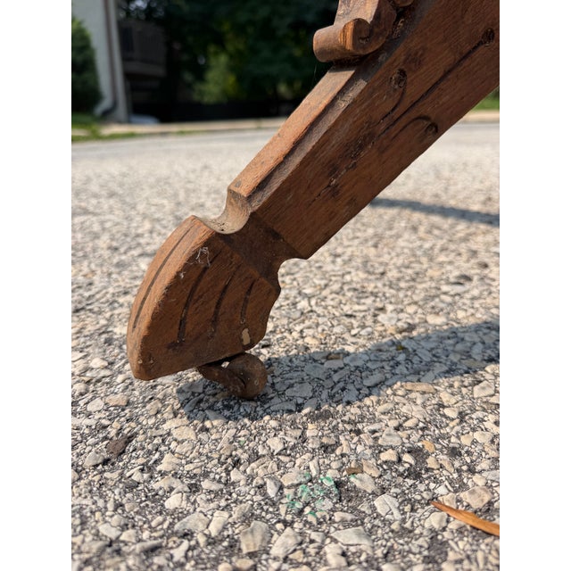 Antique Victorian Barn House Carved Wood Table For Sale In Philadelphia - Image 6 of 9