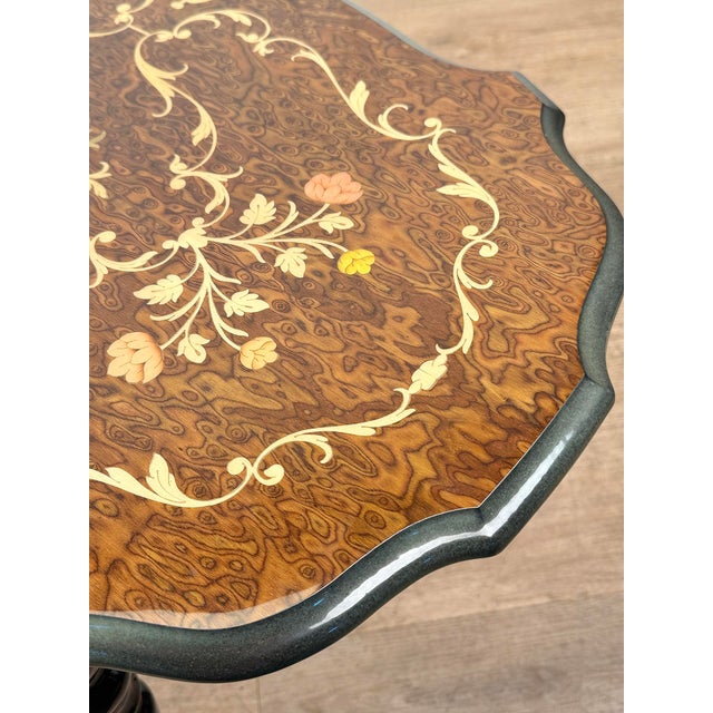 Wood Vintage Italian Rococo Inlaid Fruitwood Cocktail Side Table For Sale - Image 7 of 10