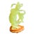 Mid 20th Century Chinese Apple Green Jade Carving Figurine of Young Woman With Wooden Stand For Sale