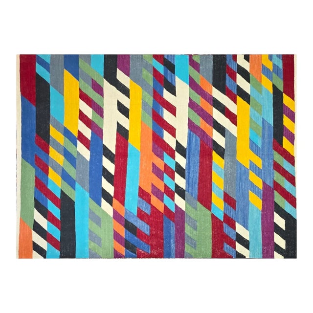 Hand-Woven Wool Op Art Tapestry After Bridget Riley "Nataraja" For Sale - Image 4 of 9