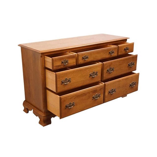 Late 20th Century Ethan Allen Heirloom Nutmeg Maple Colonial Early American 54" Double Dresser 10-5302 For Sale - Image 5 of 14