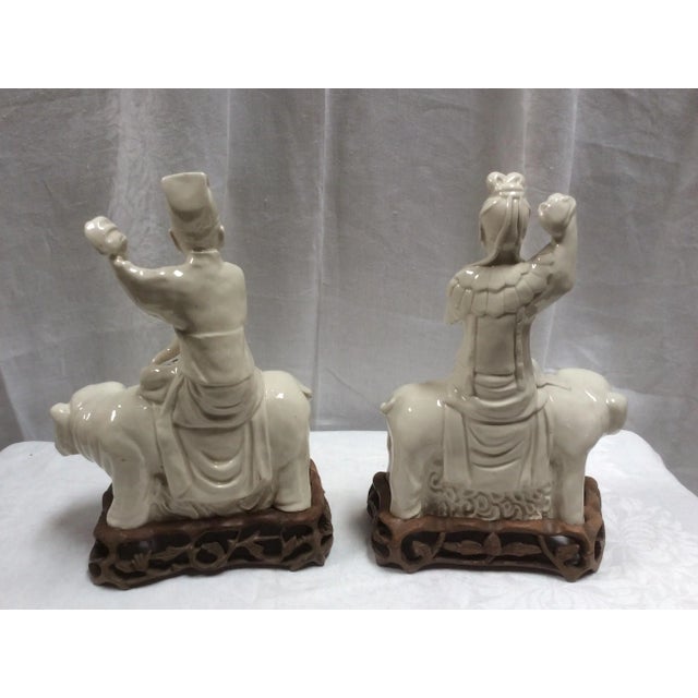 1900 - 1909 Antique Chinese Blanc De Chine Porcelain Figures - a Pair For Sale - Image 5 of 11