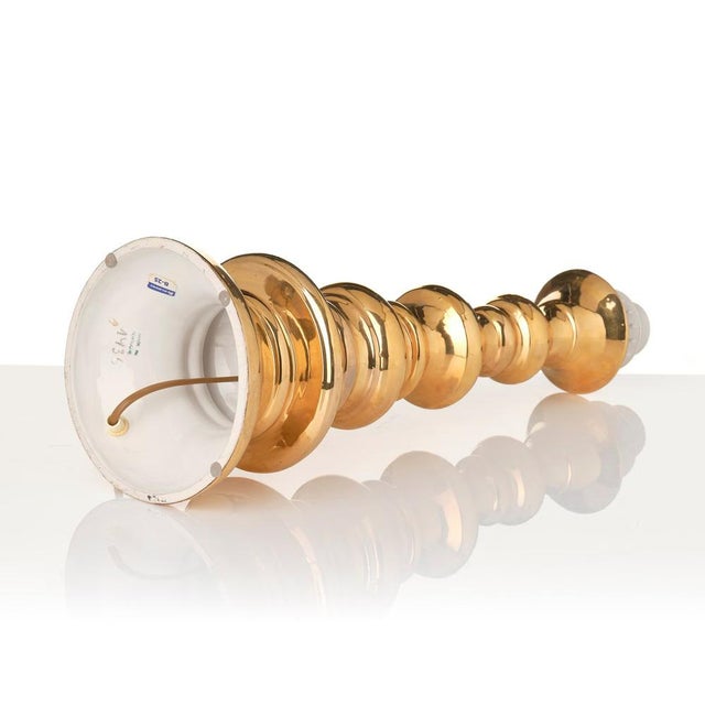 Mid-Century Modern Gold-Glazed Ceramic Model B-25 Table Lamp from Bergboms, Sweden, 1960s For Sale - Image 3 of 9