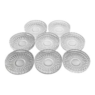 1990s Set of 8 Vintage Barware Round Crystal Coasters For Sale