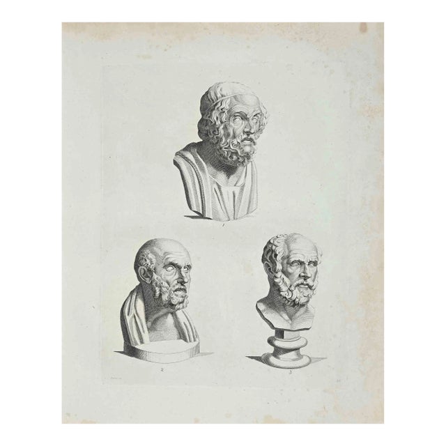 Thomas Holloway, Ancient Busts, Etching, 1810 For Sale
