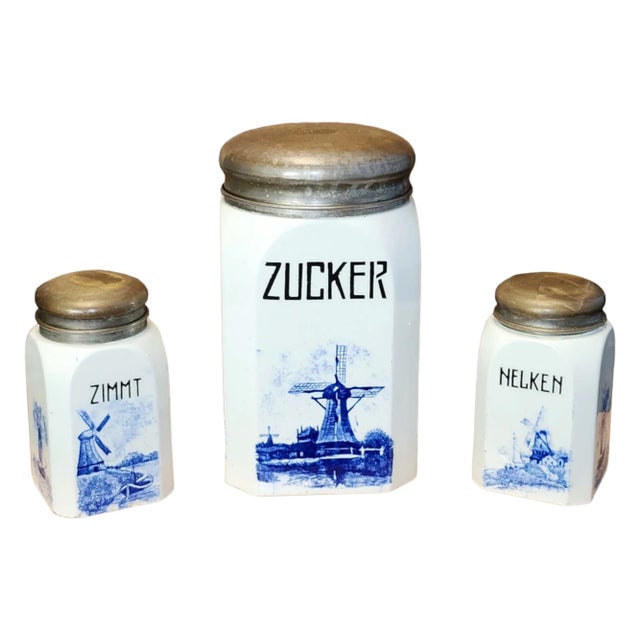 White 1930s Early Staffel Germany Porcelain Spice Jars - Set of 3 For Sale - Image 8 of 8