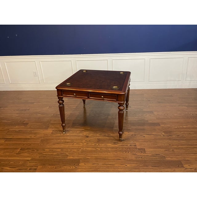 Wood Leighton Hall Traditional Mahogany Game Table - Showroom Sample For Sale - Image 7 of 12