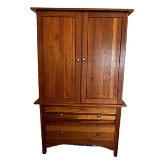 Nichols & Stone Solid Cherry Armoire & Entertainment Cabinet For Sale