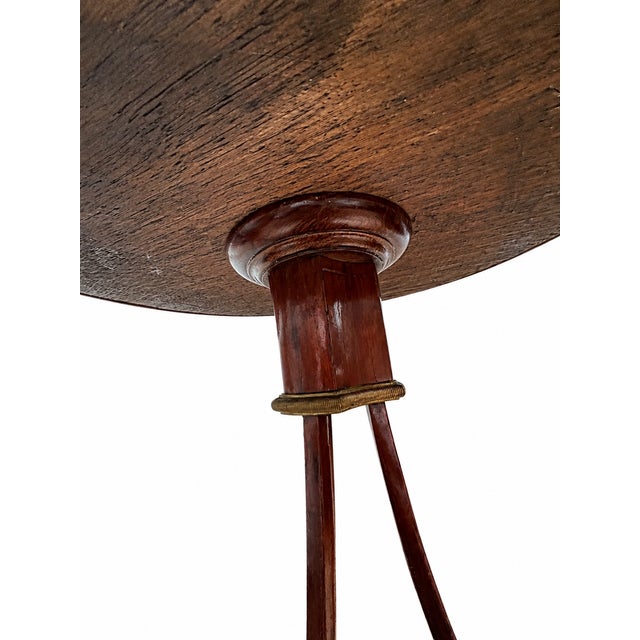 18th Century Louis XVI Style Pedestal Table in Mahogany, Marble and Gilt Bronze from Pierre Denizot, Paris For Sale - Image 6 of 9