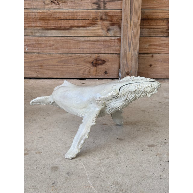 Vintage Nautical Cast Metal Humpback Whale Sculpture With Original Painted Finish For Sale - Image 11 of 11