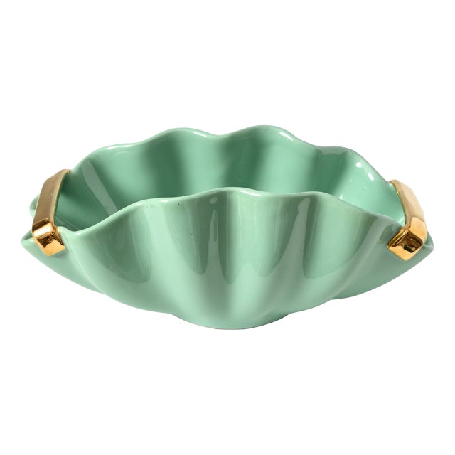 Vintage Mint Green Ceramic Bowl from Cantagalli, 1950s For Sale