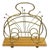 Antique English Victorian Brass and Oak Wood Scrolling Magazine Rack For Sale