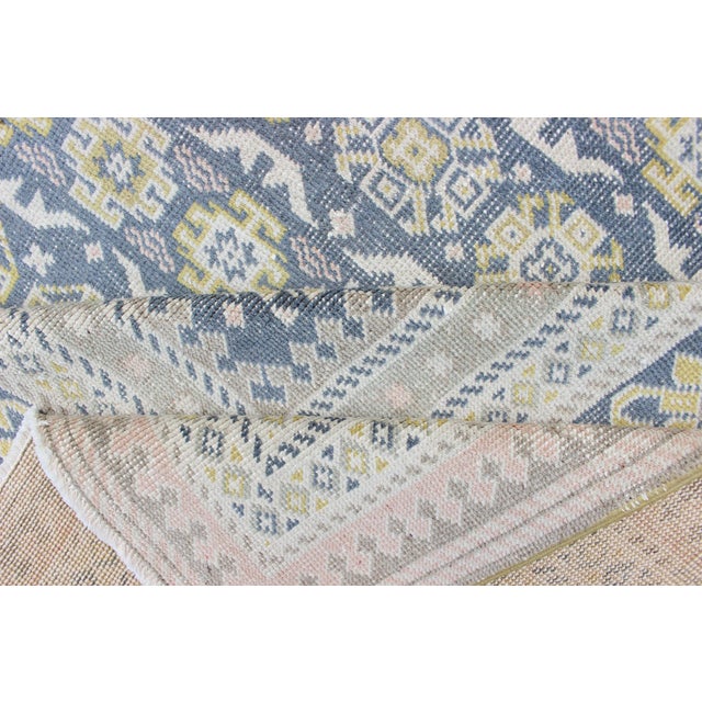 Antique Khotan Rug in Shades of Blue With Gray, L. Pink and Yellow Accents 9'8 X 13'4 For Sale - Image 12 of 13