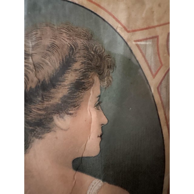 Art Nouveau Antique Cumfy-Cut Ladies’ Underwear Advertising Box, Framed For Sale - Image 3 of 10