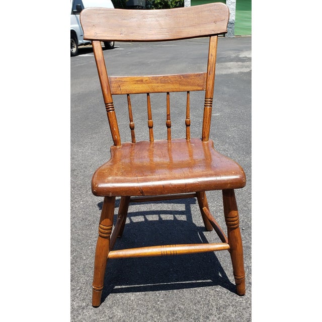 19th Century Early American Maple Planks Side Chair For Sale - Image 9 of 13