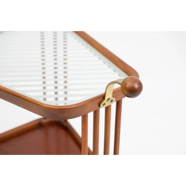 Brown Vintage Serving Trolley attributed to Nordic Company from Nordiska Kompaniet, Sweden, 1950s For Sale - Image 8 of 11
