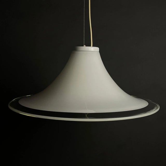 White Murano Glass Pendant Lamp, Italy, 1970s For Sale - Image 6 of 13
