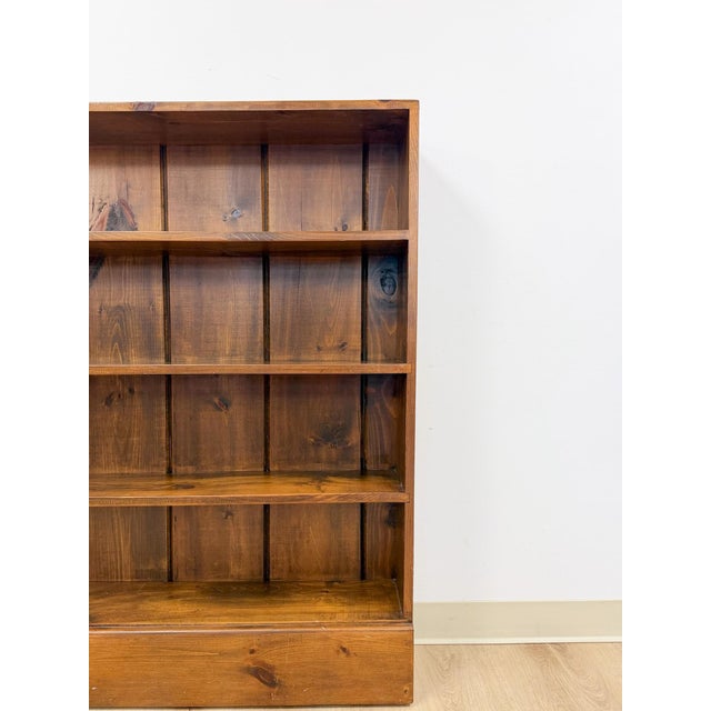 Wood Vintage MCM Solid Walnut Four Shelf Bookcase Shallow Display MidCentury Shelving For Sale - Image 7 of 17