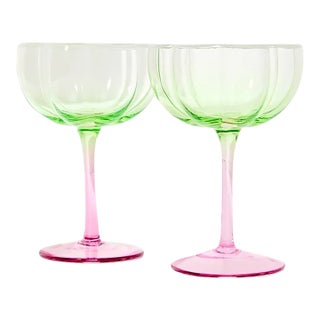 Lilly Pulitzer Glass Coupe Glasses - Set of 2 For Sale