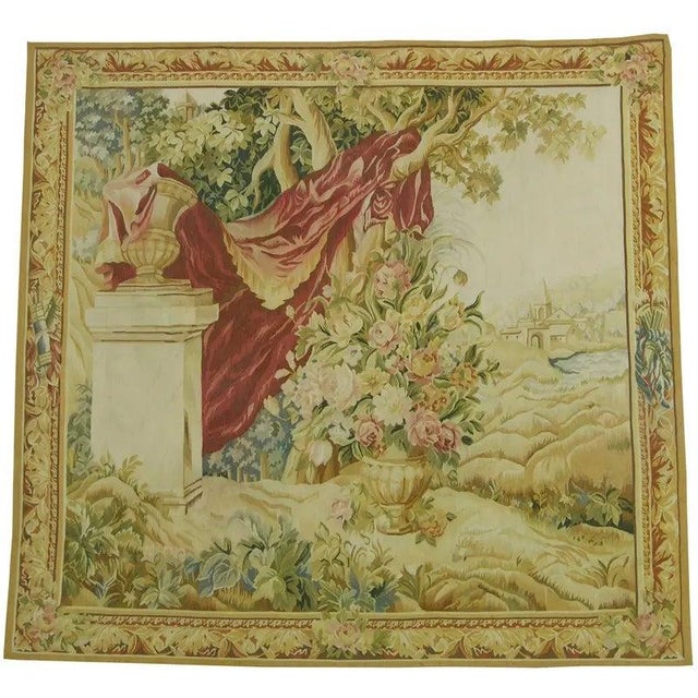 Gold Vintage Cotton Wool Floral Tapestry For Sale - Image 8 of 9