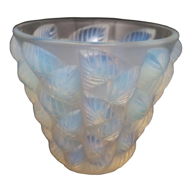 Rene Lalique Opalescent Glass Moissac Vase For Sale