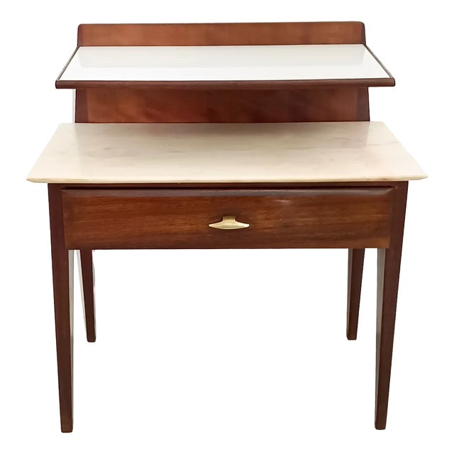 Glass and Marble Shelves Nightstand in the style of Giò Ponti, Italy, 1950s For Sale