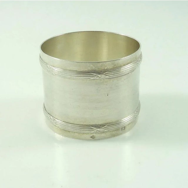 French Sterling Silver Napkin Ring, Antique Circa 1900, Cross Ribbons Motif, Monogrammed "Fm" For Sale - Image 4 of 6