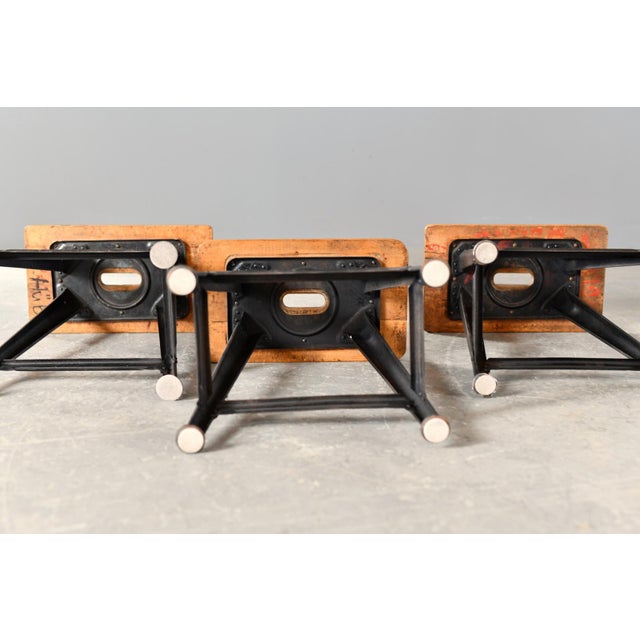 Industrial Factory Stools from Rowac, 1920s, Set of 3 For Sale - Image 6 of 17