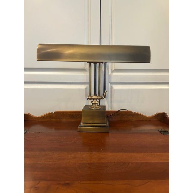 Vintage Adjustable Brass Bankers Lamp For Sale - Image 4 of 6
