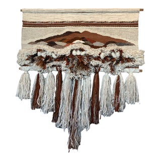 Vintage Large Fiber Art Textile Wall Hanging For Sale