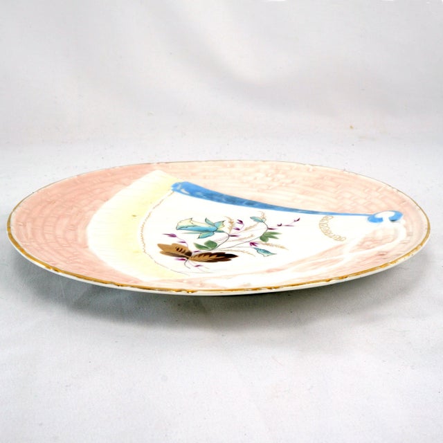 Antique Aesthetic Movement Victorian Porcelain Cabinet Plate Fan Design For Sale - Image 4 of 5