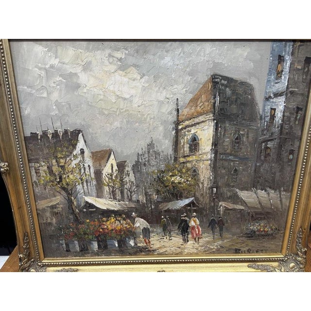 Burnett, Paris Street Scene, Oil Painting on Canvas For Sale - Image 6 of 8