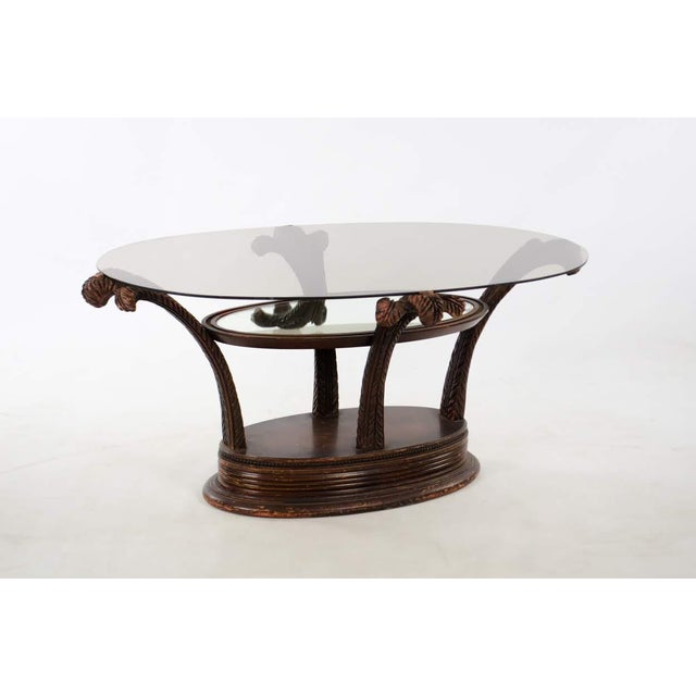 1950s Traditional Carved Wood and Glass Cocktail Table | Chairish