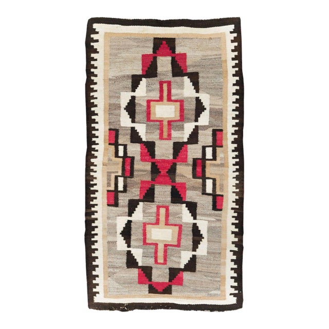 Galerie Shabab Collection Tribal Mid-20th Century Handmade American Flatweave Navajo Throw Rug For Sale