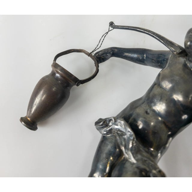 Silvered Metal Figure of a Boy Carrying Water For Sale - Image 9 of 11
