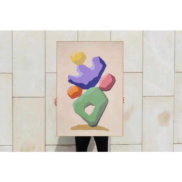 Paint 2024, Abstract Versus Figurative Futuristic Totem of "Abstract Cactus", Acrylic Painting on Watercolor Paper by Ryan Rivadeneyra For Sale - Image 7 of 7