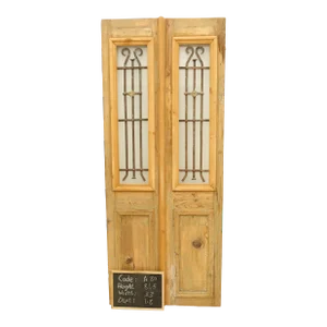 Late 19th Century Double French Doors With Metal/Glass - a Pair