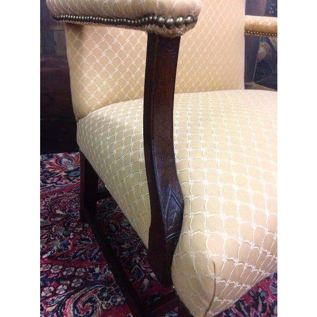 Gold Vintage Arm Chair, Accent Chair, Gold Upholstery For Sale - Image 8 of 14