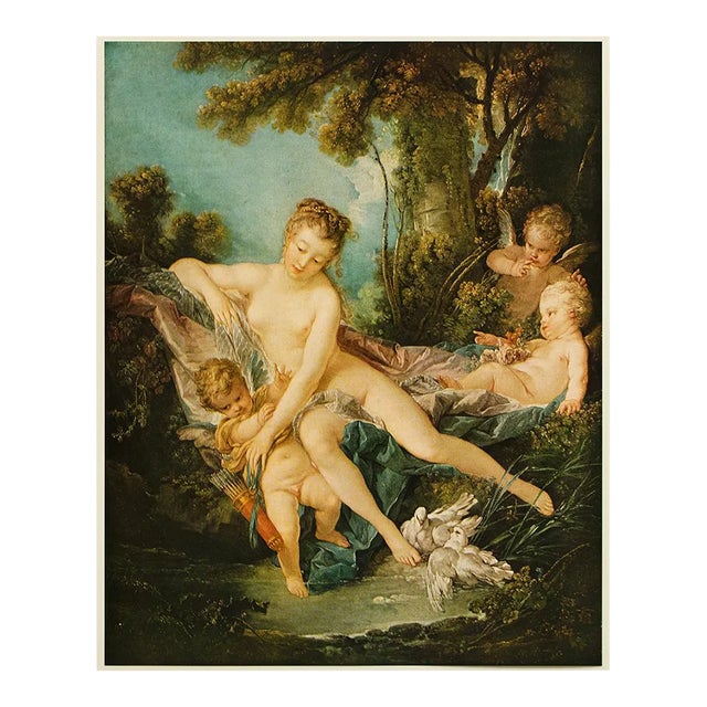 1955 After Francois Boucher "Venus Consoling Love", Large Vintage Full-Color Print For Sale