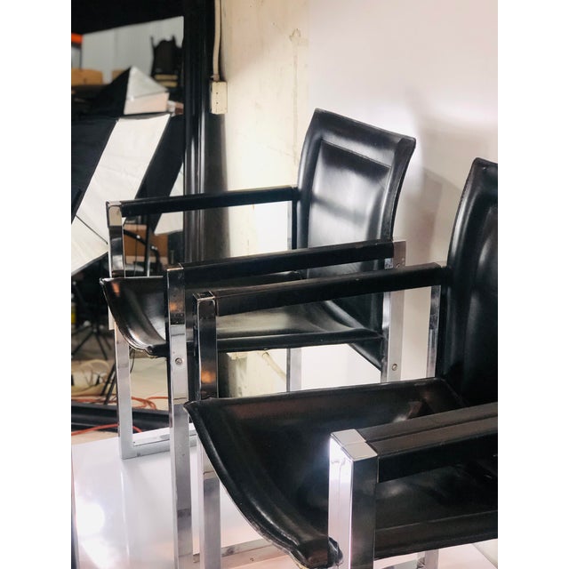 Arrben Italy Black Leather and Chrome Dining Chairs - Set ...