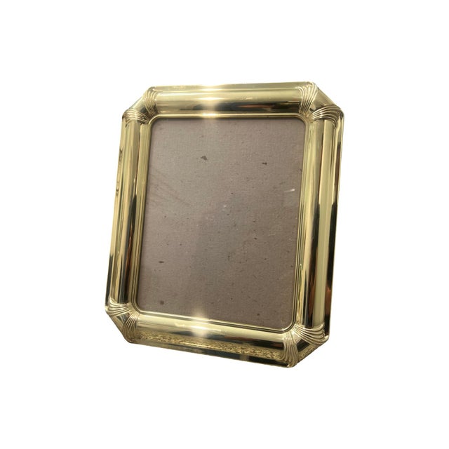 Vintage Postmodern 1980s Art Deco Brass Picture Frame Velvet For Sale - Image 4 of 9