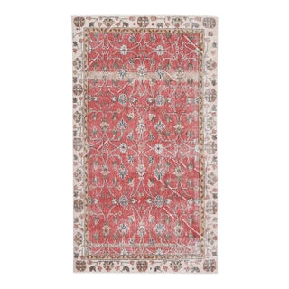 1970s Vintage Turkish Oushak Handmade Wool Cotton Red Area Rug For Sale