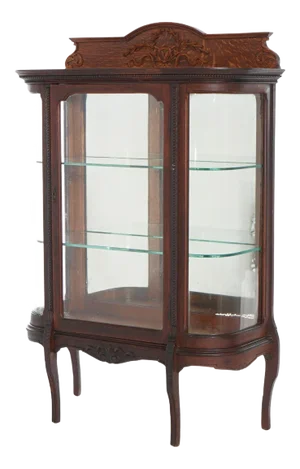 Antique RJ Horner Diminutive Oak Vitrine with Ribbon & Foliate Elements Circa 1910
