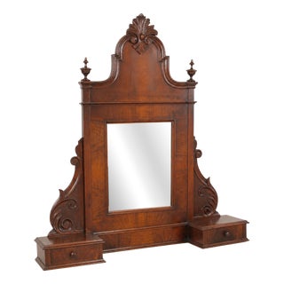 Italian Carved Walnut Dressing Mirror from Cucchi & Sola, 1850 For Sale