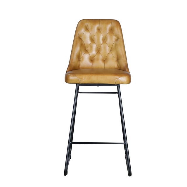 Verona Leather Bar Stool For Sale - Image 4 of 5